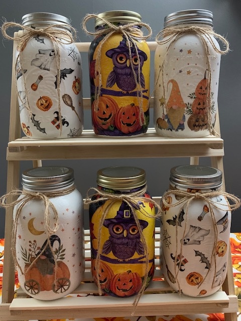 Hand-Painted Glass Ghost Boo Jar  Light Decor