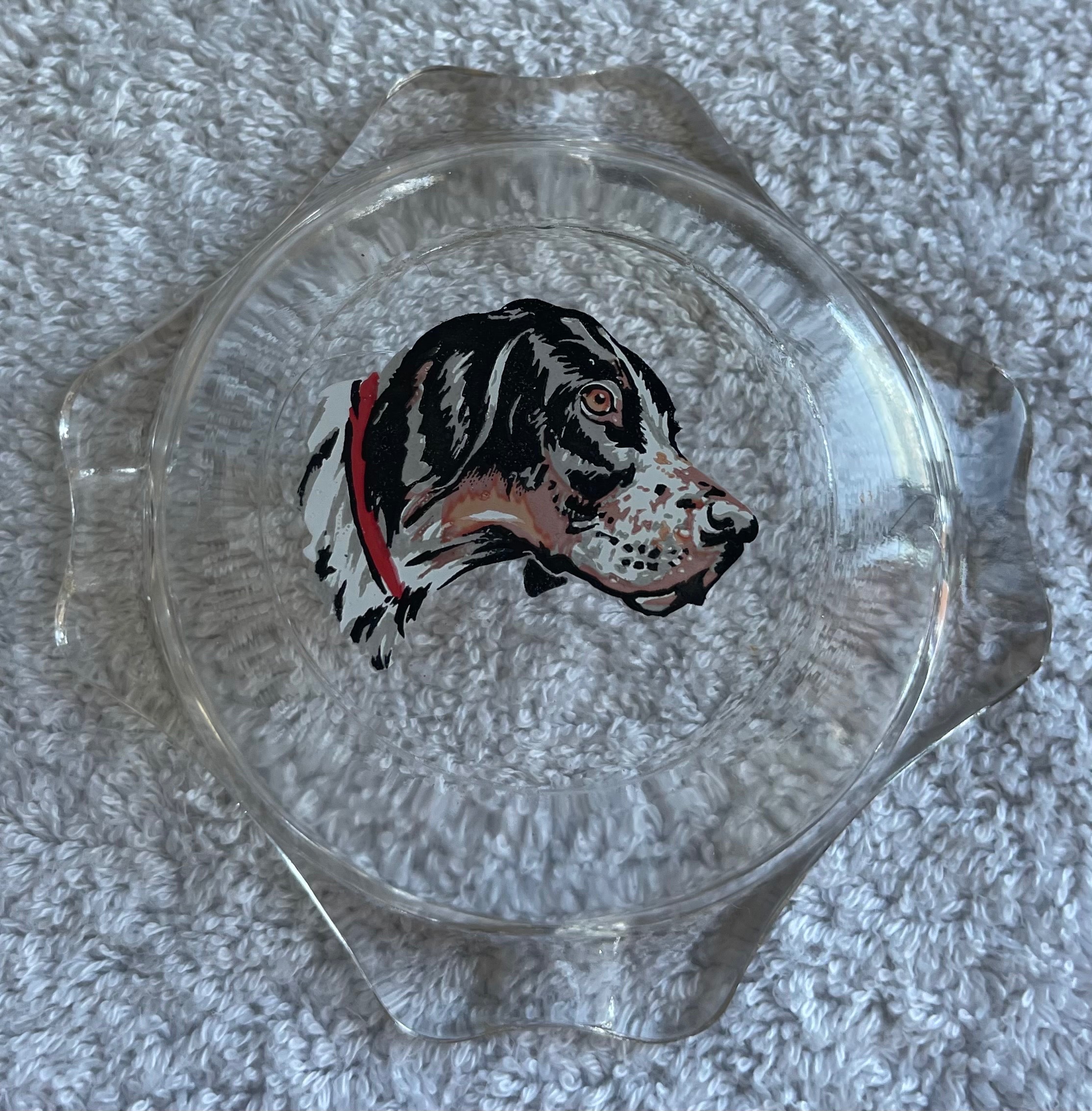 Vintage Mid-Century English Setter Dog Glass Trinket Dish - photo 3