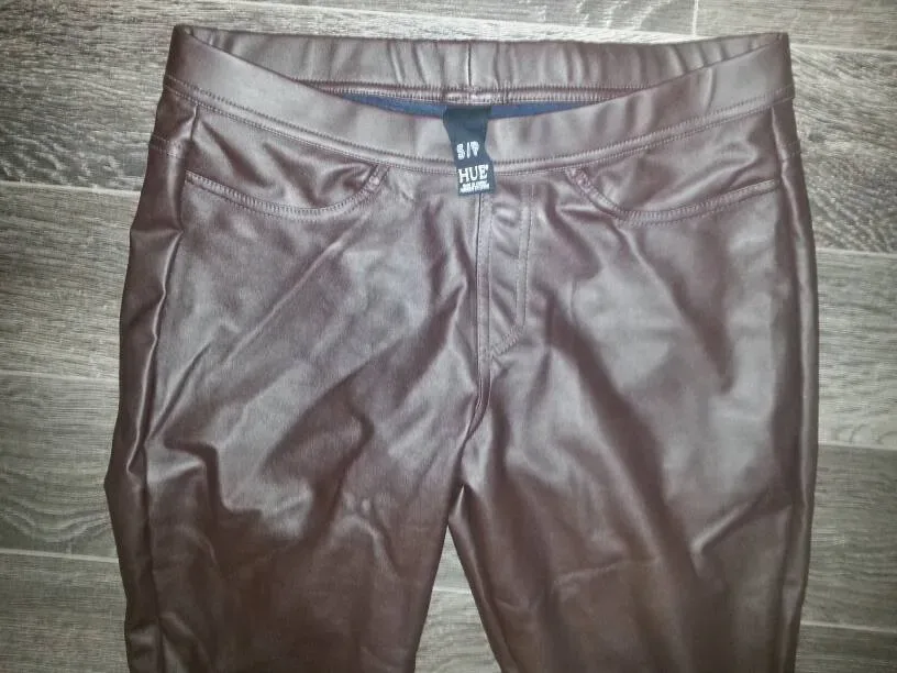 Hue Pleather Tights Size Small In Brown - photo 3