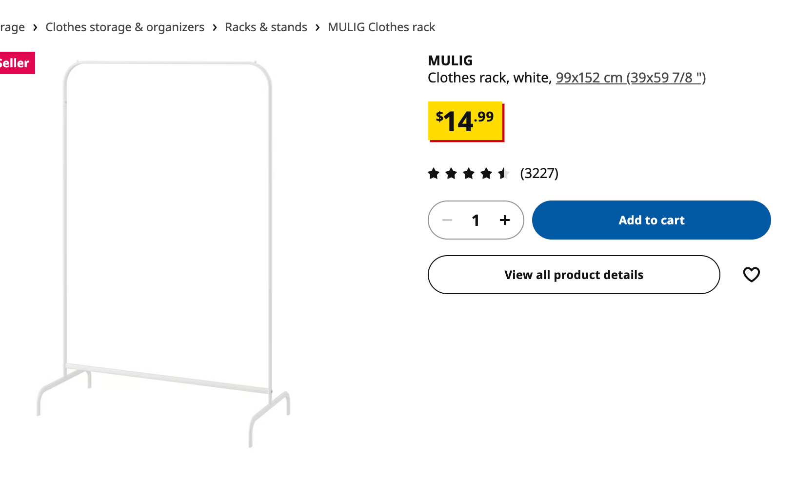 IKEA Clothes Rack – White - photo 2
