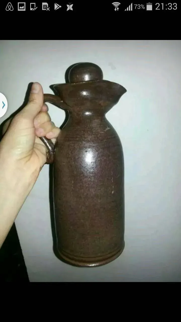 Old School Ceramic Decanter W Real Cork- Inlaid Stopper Top