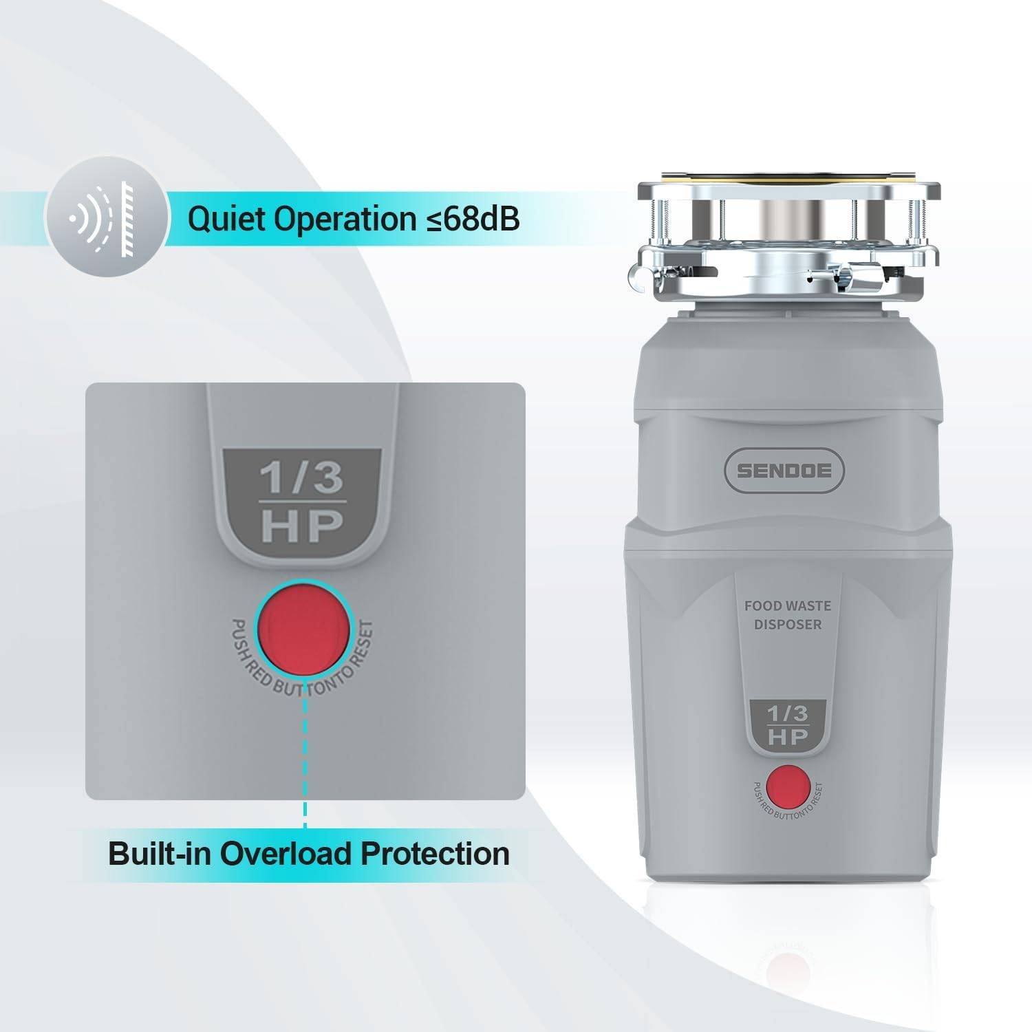 Food Waste Disposer C26, 1/3HP Garbage Disposal - photo 4
