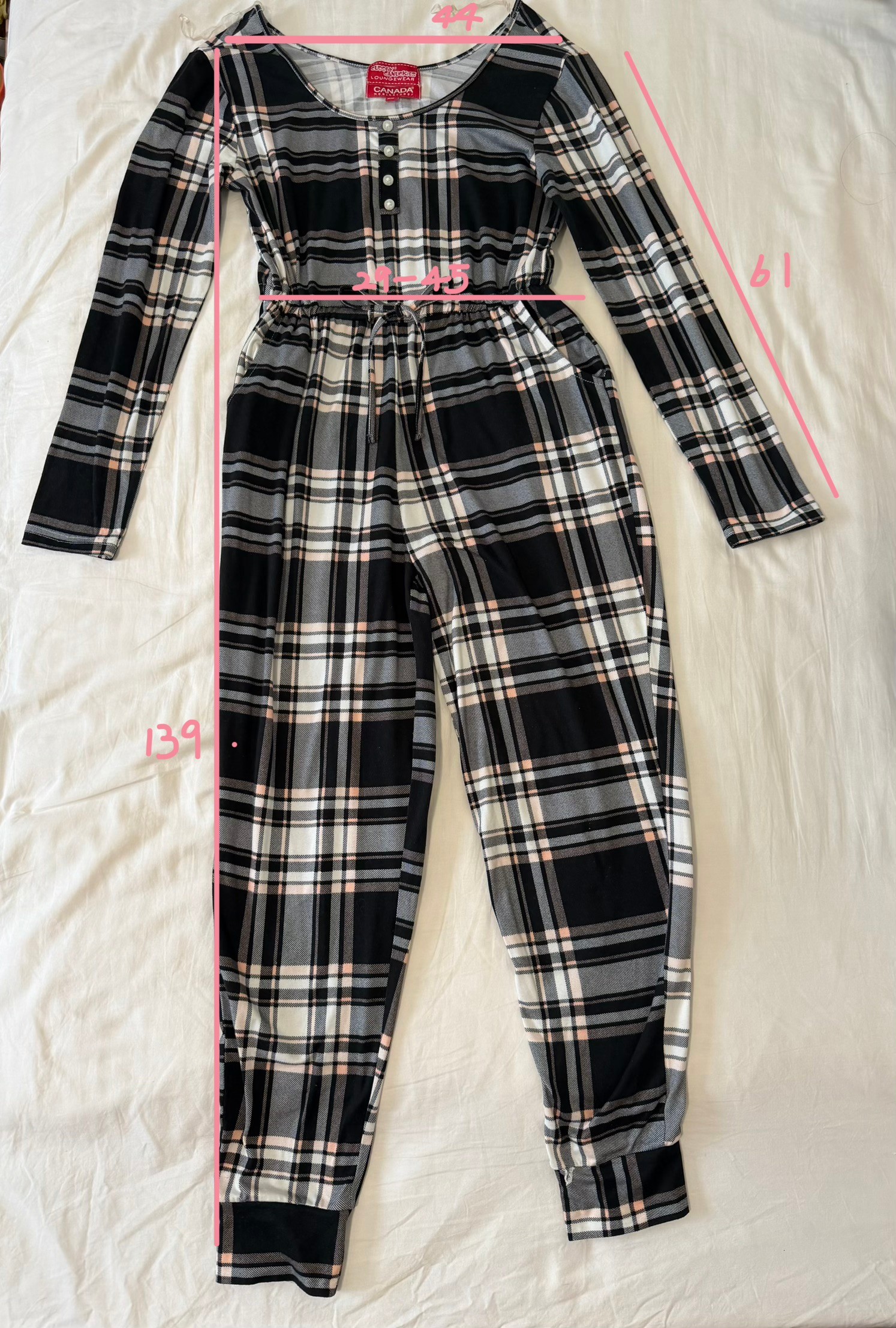 Women’s Plaid Lounge Jumpsuit – Size M/M - photo 4