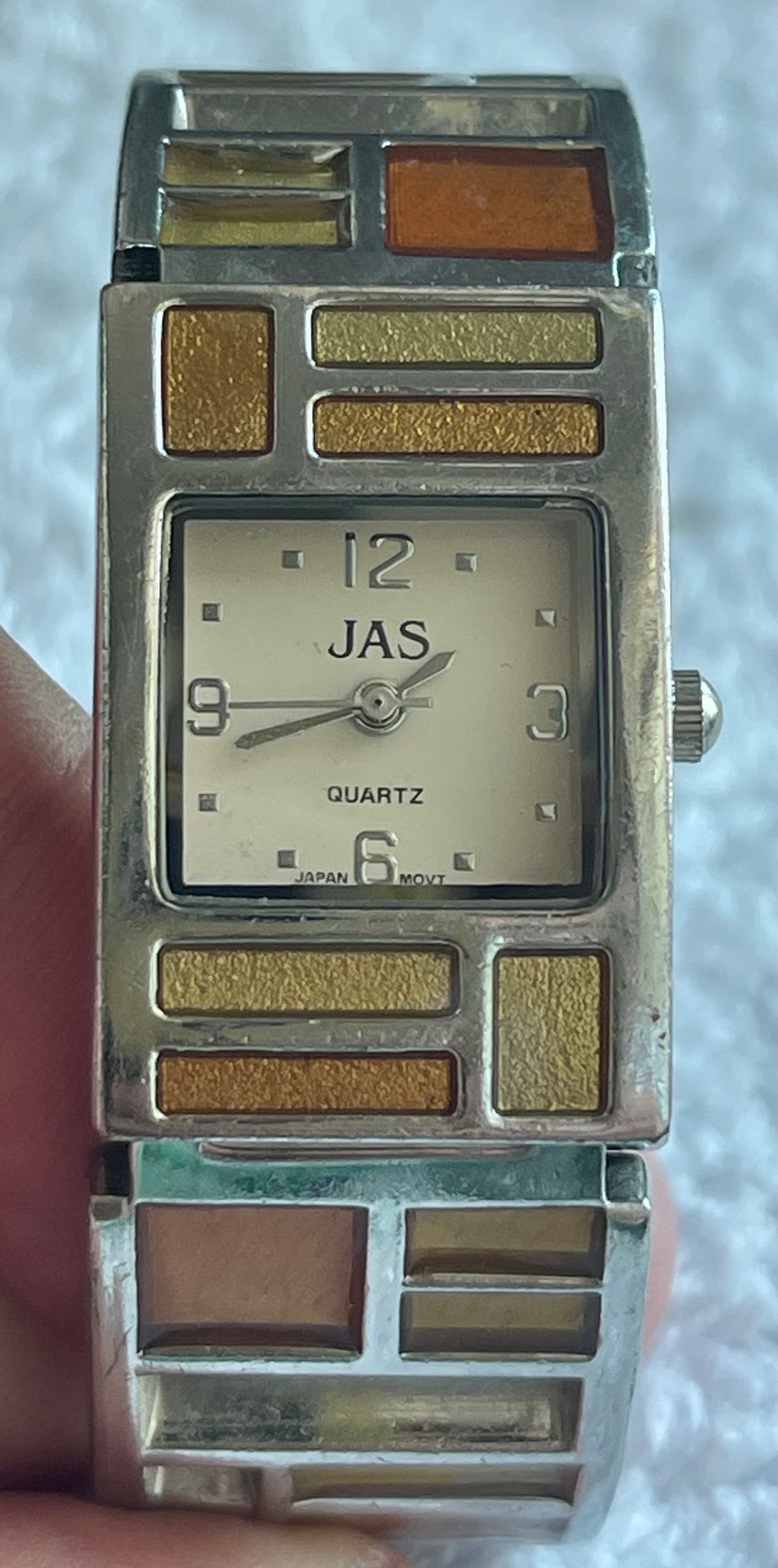 Vintage Retro JAS 70s Style Enamel Cuff Watch (Needs Battery) - photo 2