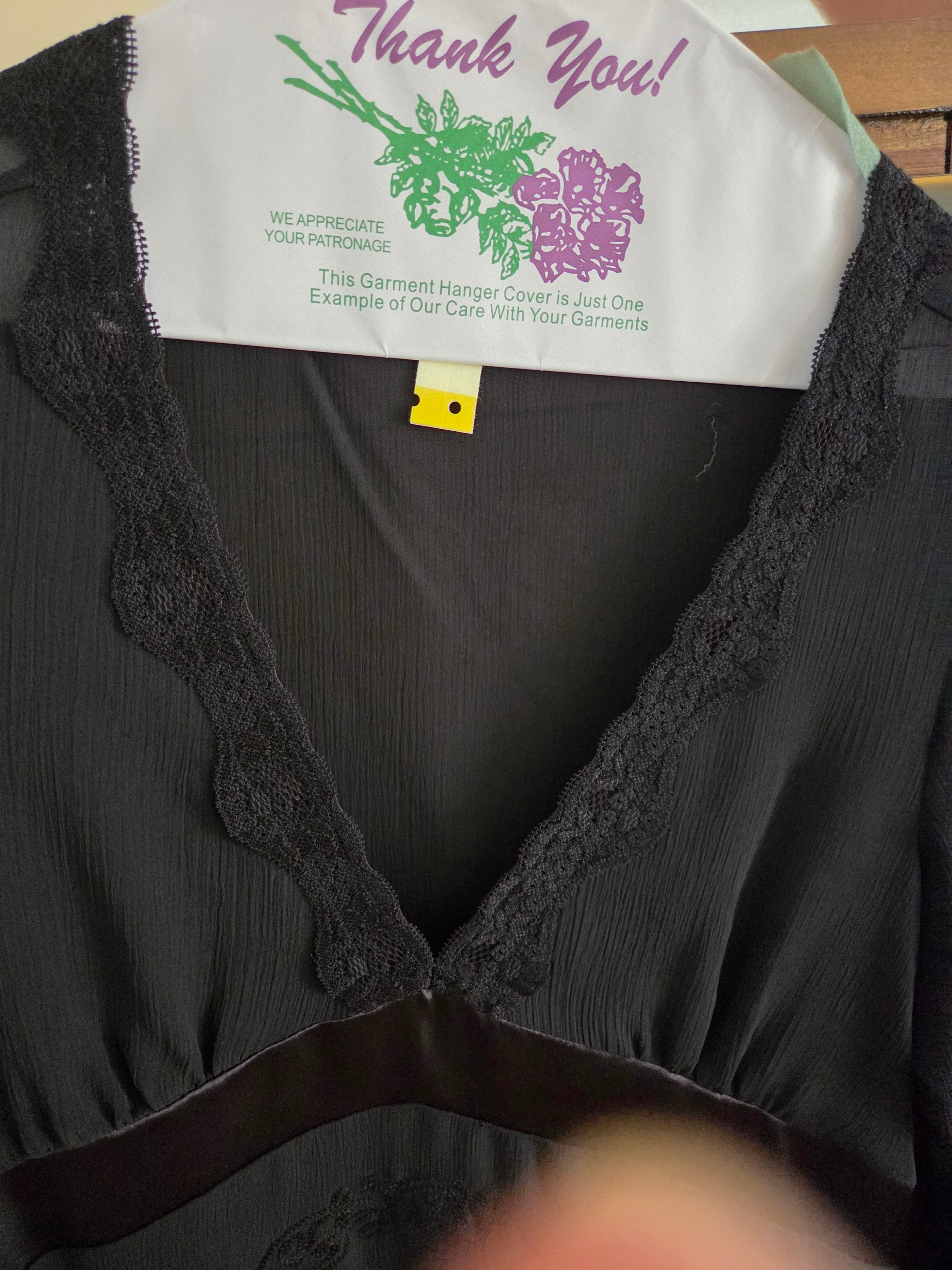 Black Sheer Lace-Trim Top – Size L (Fits More Like M) - photo 2