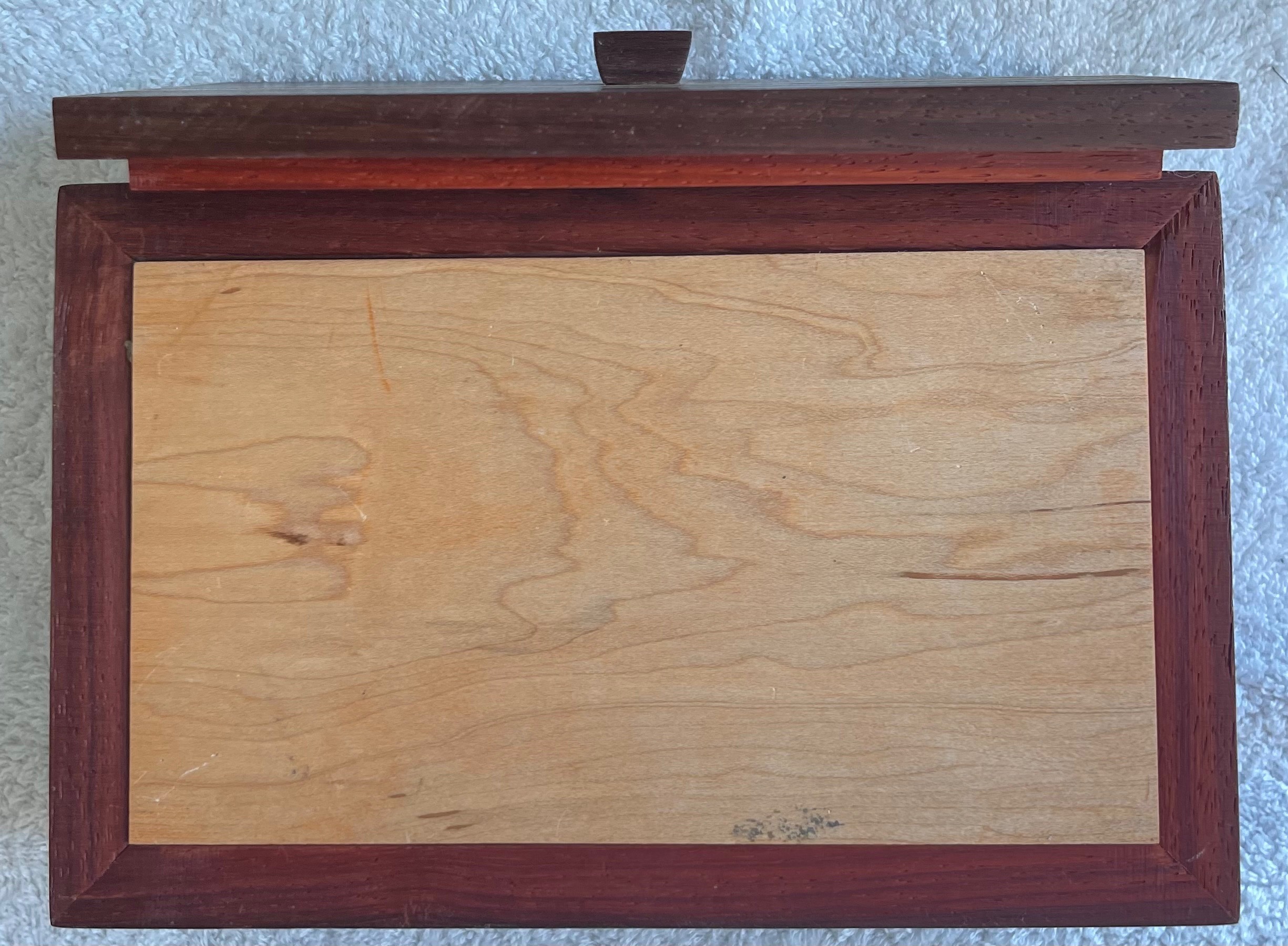 Handcrafted Artisan Wood Valet Keepsake Box w/ Inlay Lid - photo 5