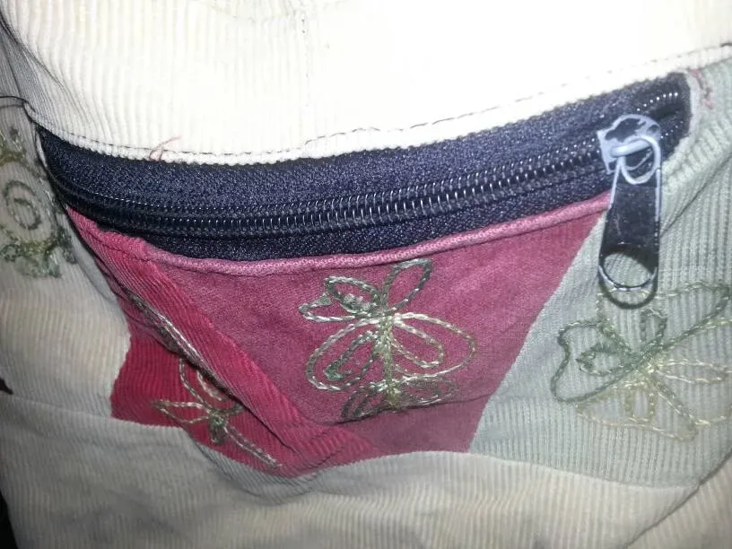Embroidered Corduroy Patchwork Purse - photo 3