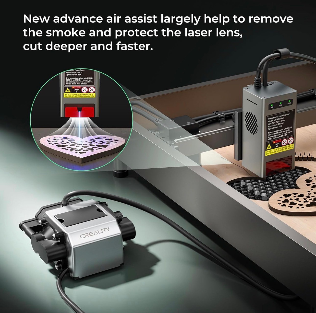Laser Engraver 22w Class4 120,000mW, Air Assist, Rotary Cutter M - photo 5