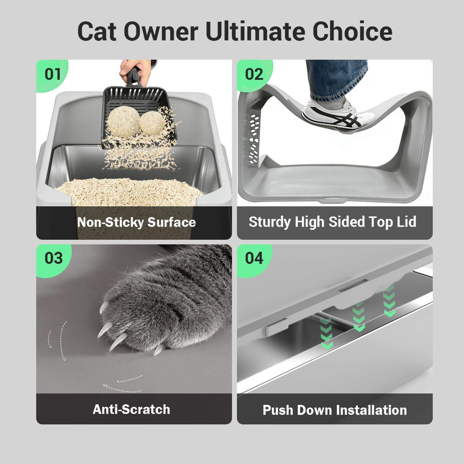 Extra Large Stainless Steel Cat Litter Box 65L - photo 2