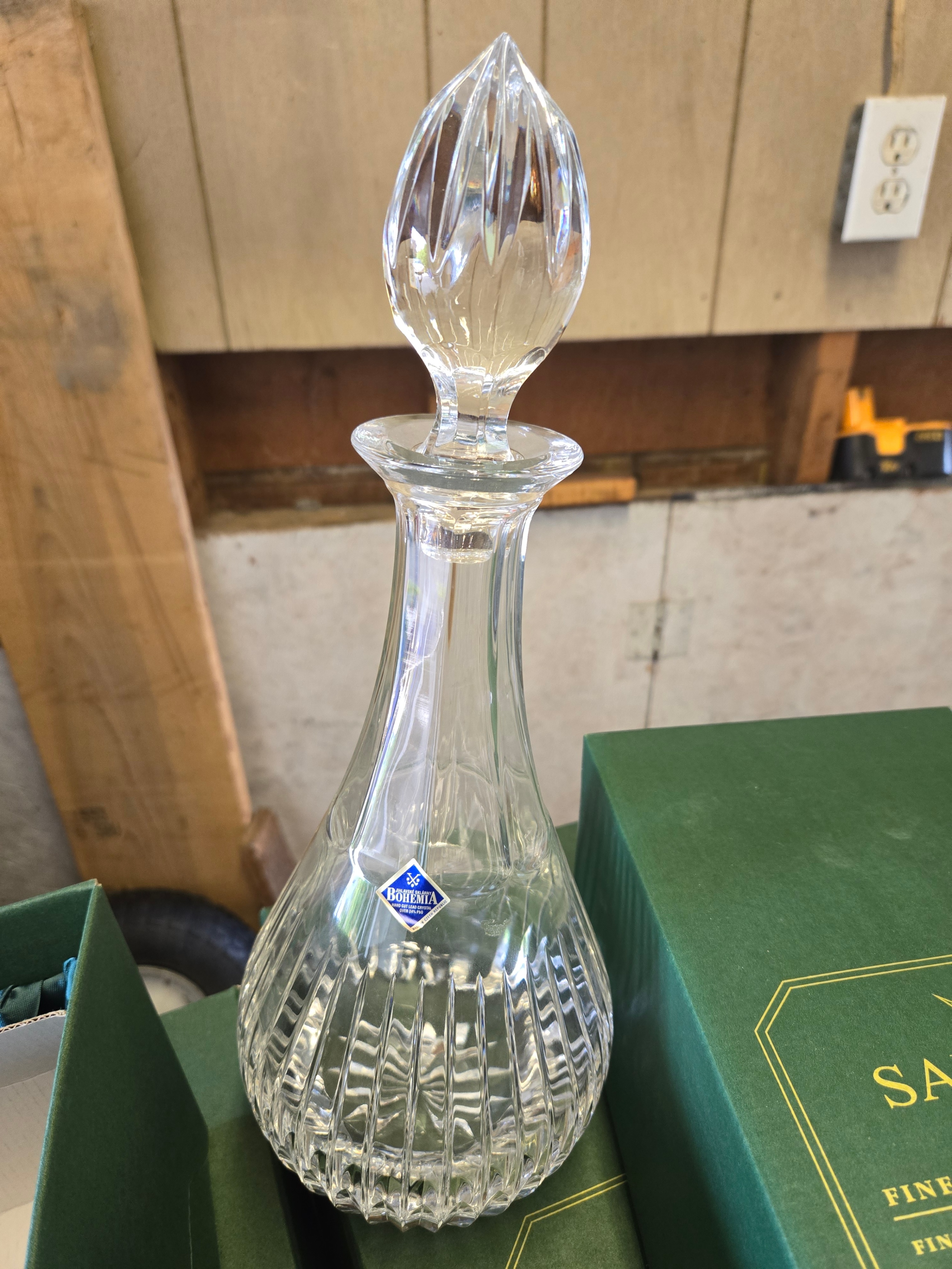 NEW Crystal Decanter & 8 Wine Glasses + 4 tall Glasses