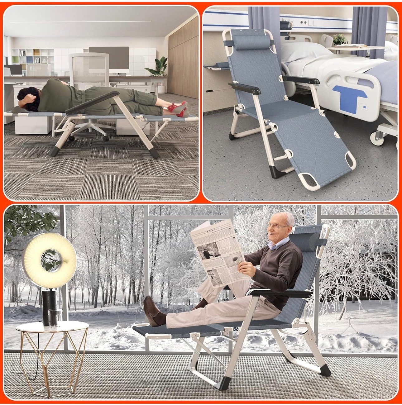 Multipurpose Reclining Chair Foldable Detachable Headrest Adjust