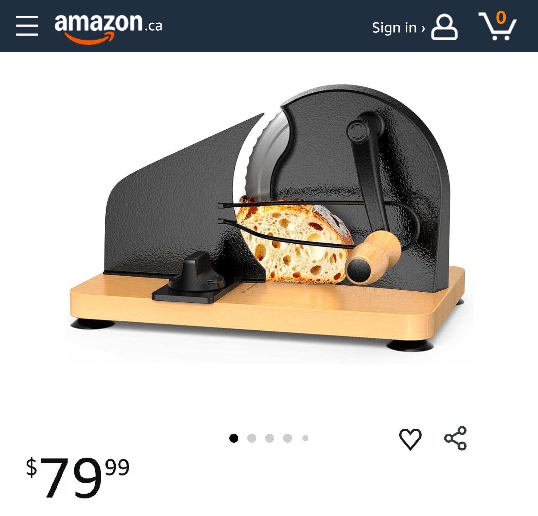 Manual Bread Slicer with Stainless Steel Blade and Wooden Base