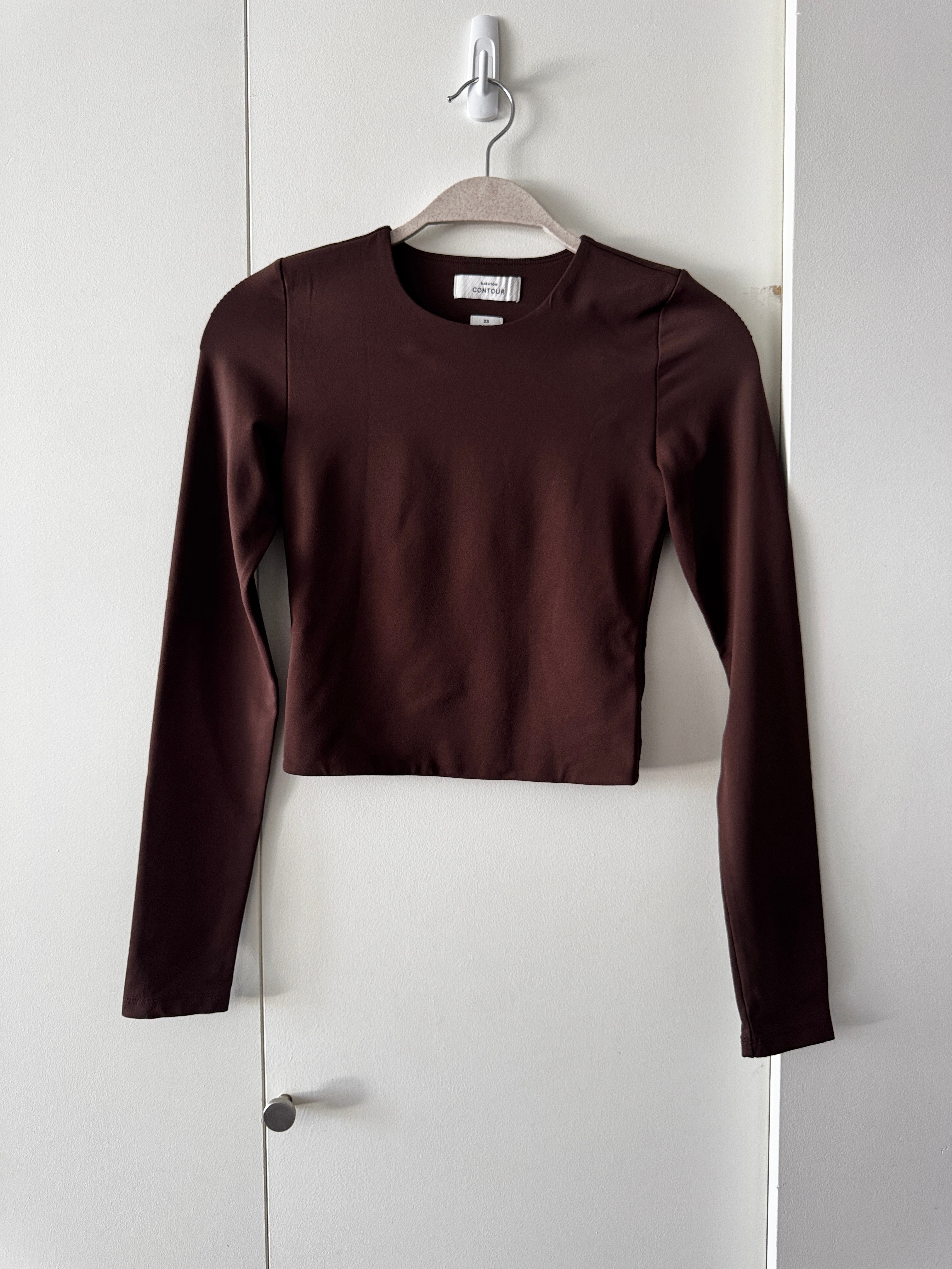 Aritzia Contour Crew Longsleeve – Mocha Brown, Size XS