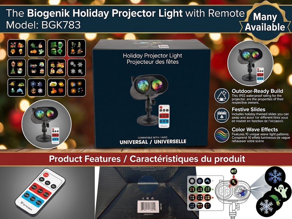The Biogenik Holiday Projector Light with Remote Model: BGK783