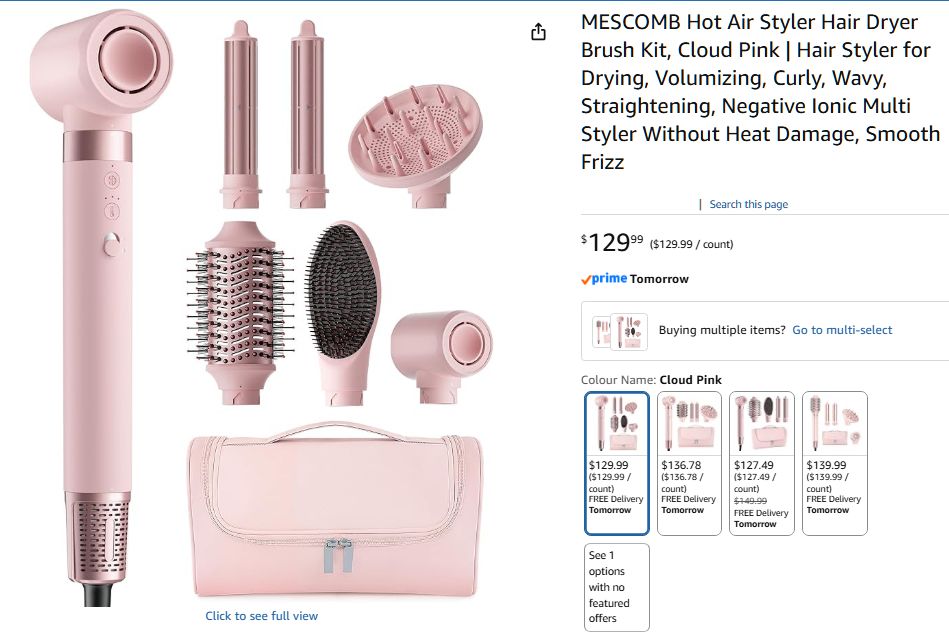 High Speed Hot Air Styler & Hair Dryer Brush Set - Soft Pink - photo 3