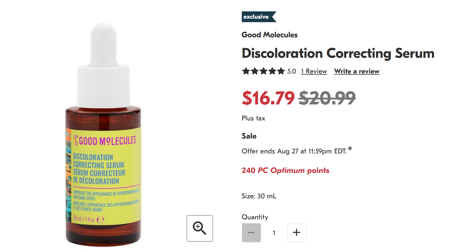 Pack of 2 Good Molecules Discoloration Correcting Serum 30 mL