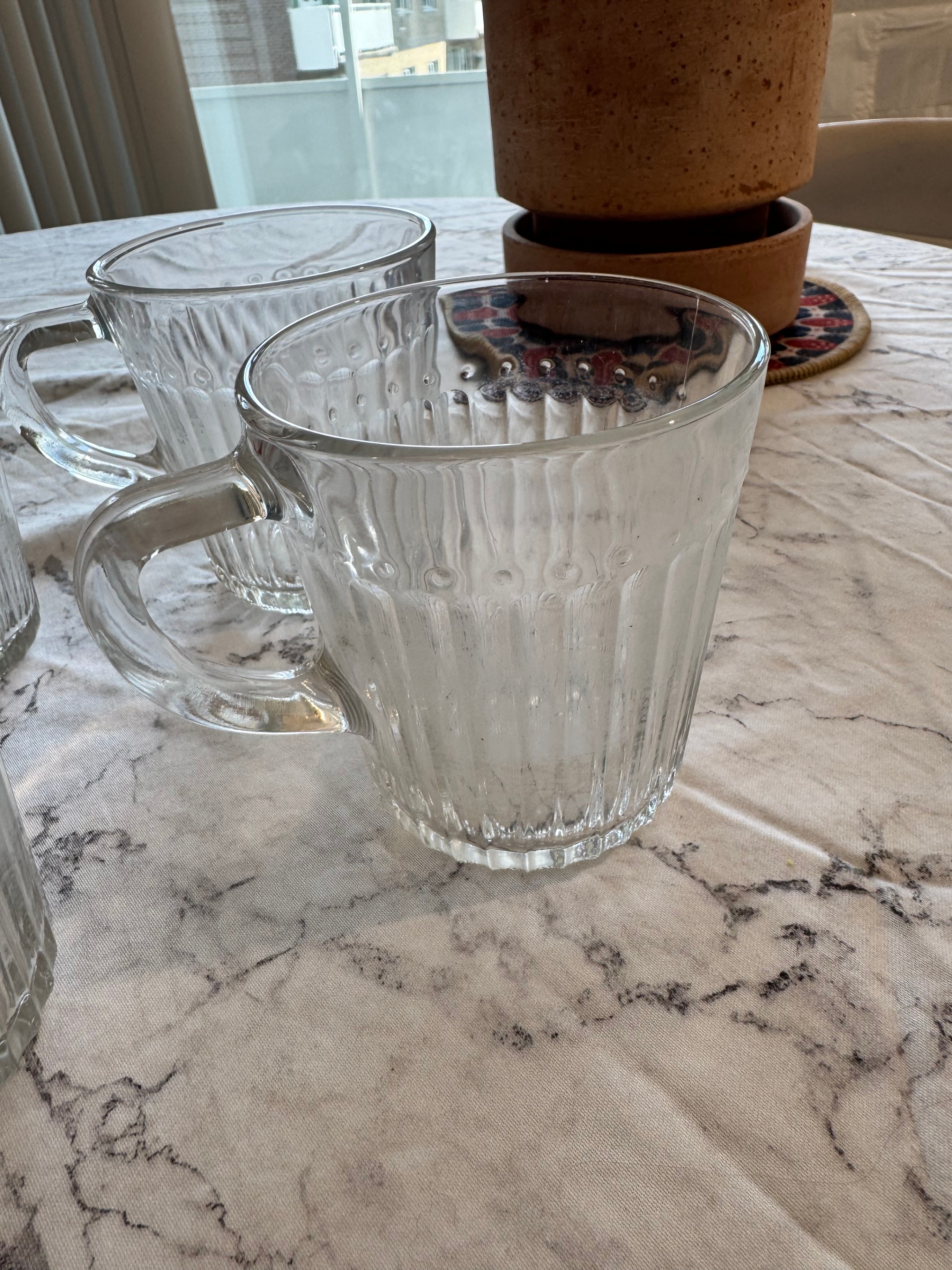 Set of 6 Clear Glass Mugs