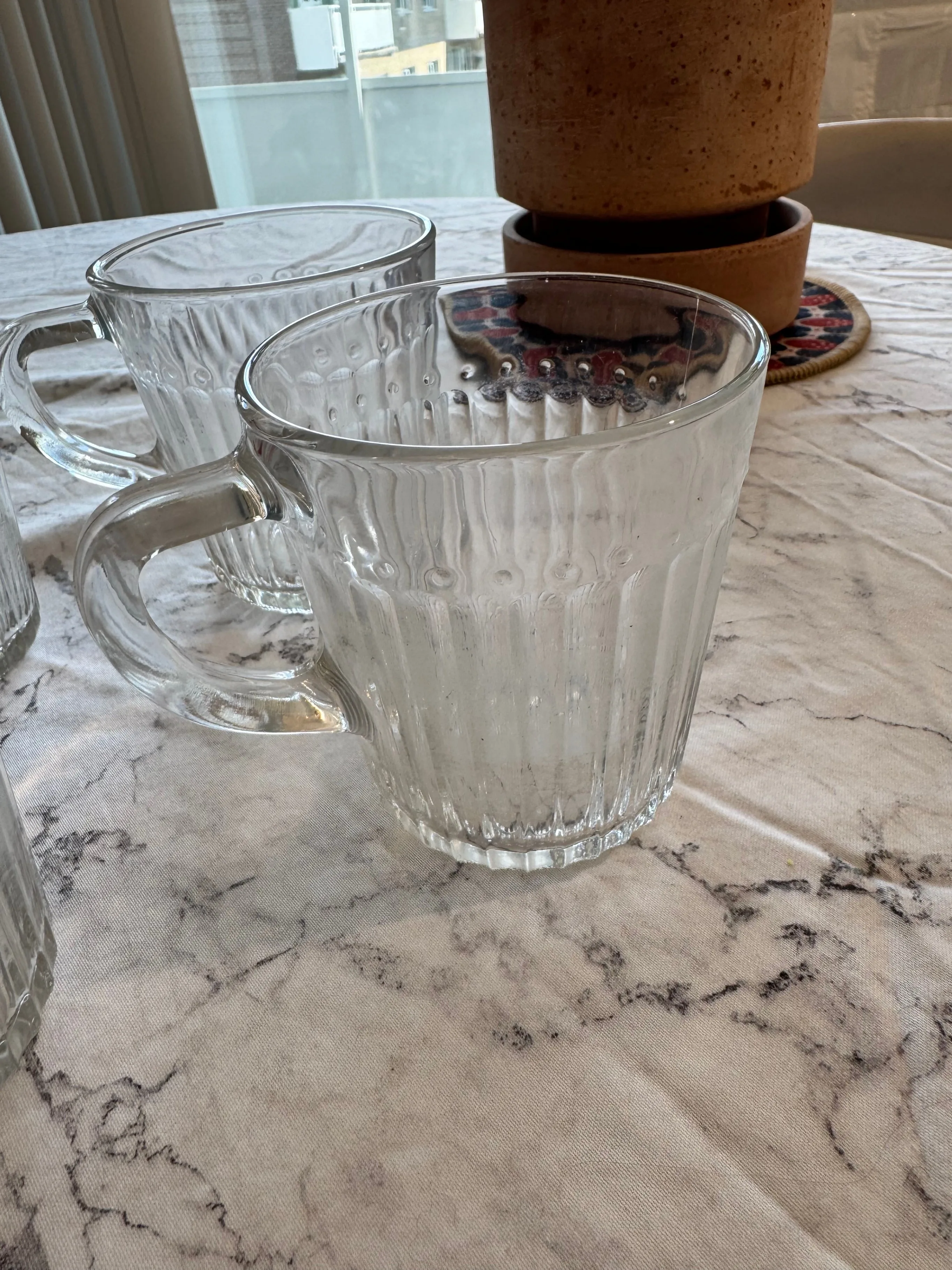 Set of 6 Clear Glass Mugs