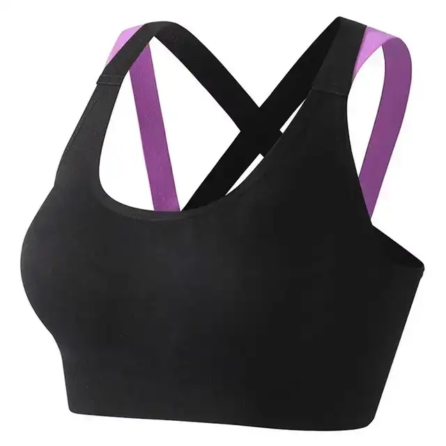 Black Sports Bra with Purple Straps Size Large - photo 3
