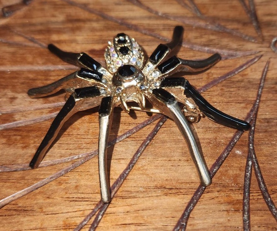 Vintage Spider Brooch with Rhinestones, Perfect for Halloween! - photo 3
