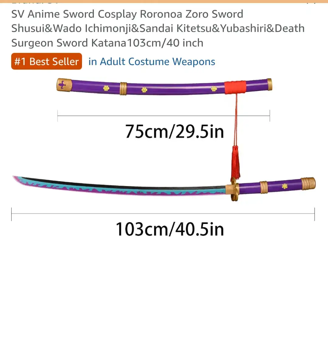 SV Anime Roronoa Zoro Sword Cosplay Katana 103cm/40 inch - photo 2