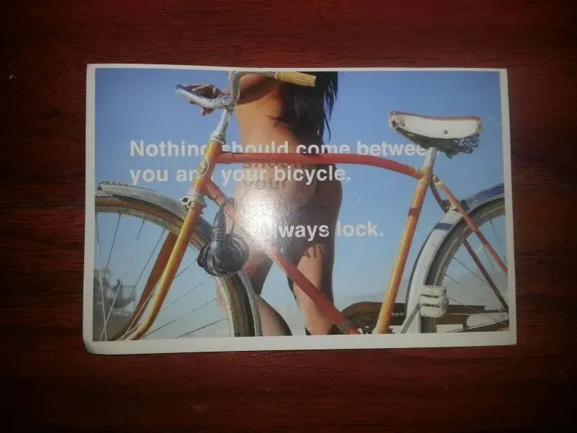 Naked Lock Your Bicycle Bike Lock Anti- Theft PSA Postcard Fr... - photo 2