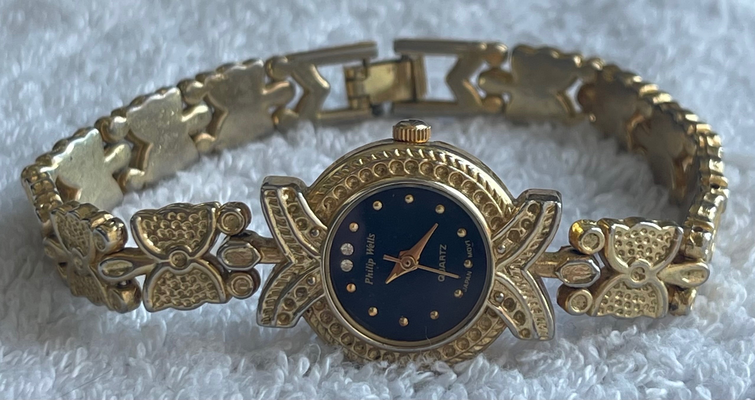 Vintage Philip Wells Gold Butterfly Link Watch (Needs Battery)