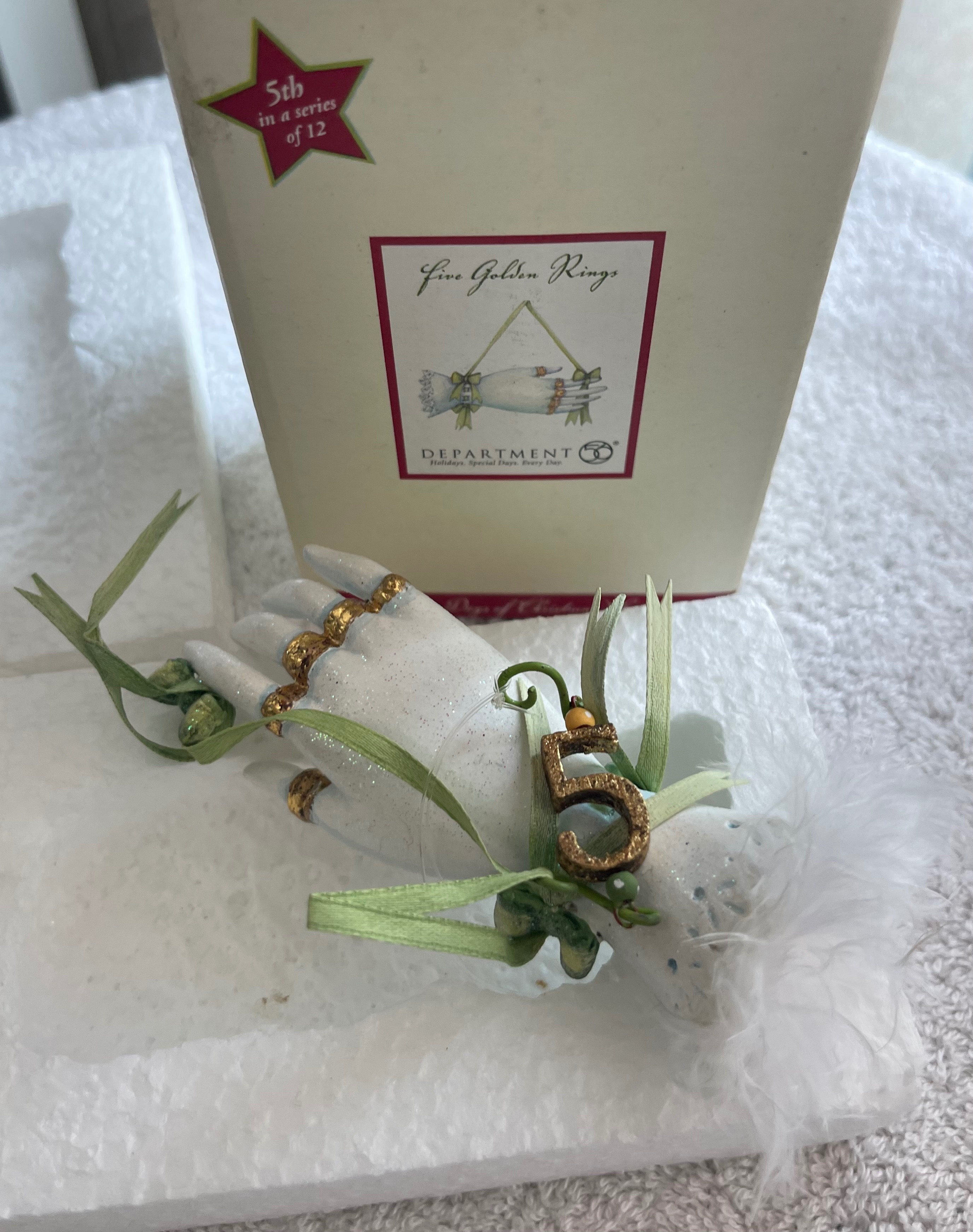 Vintage 2005 Dept 56 Patience Brewster 5 Golden Rings Ornament
