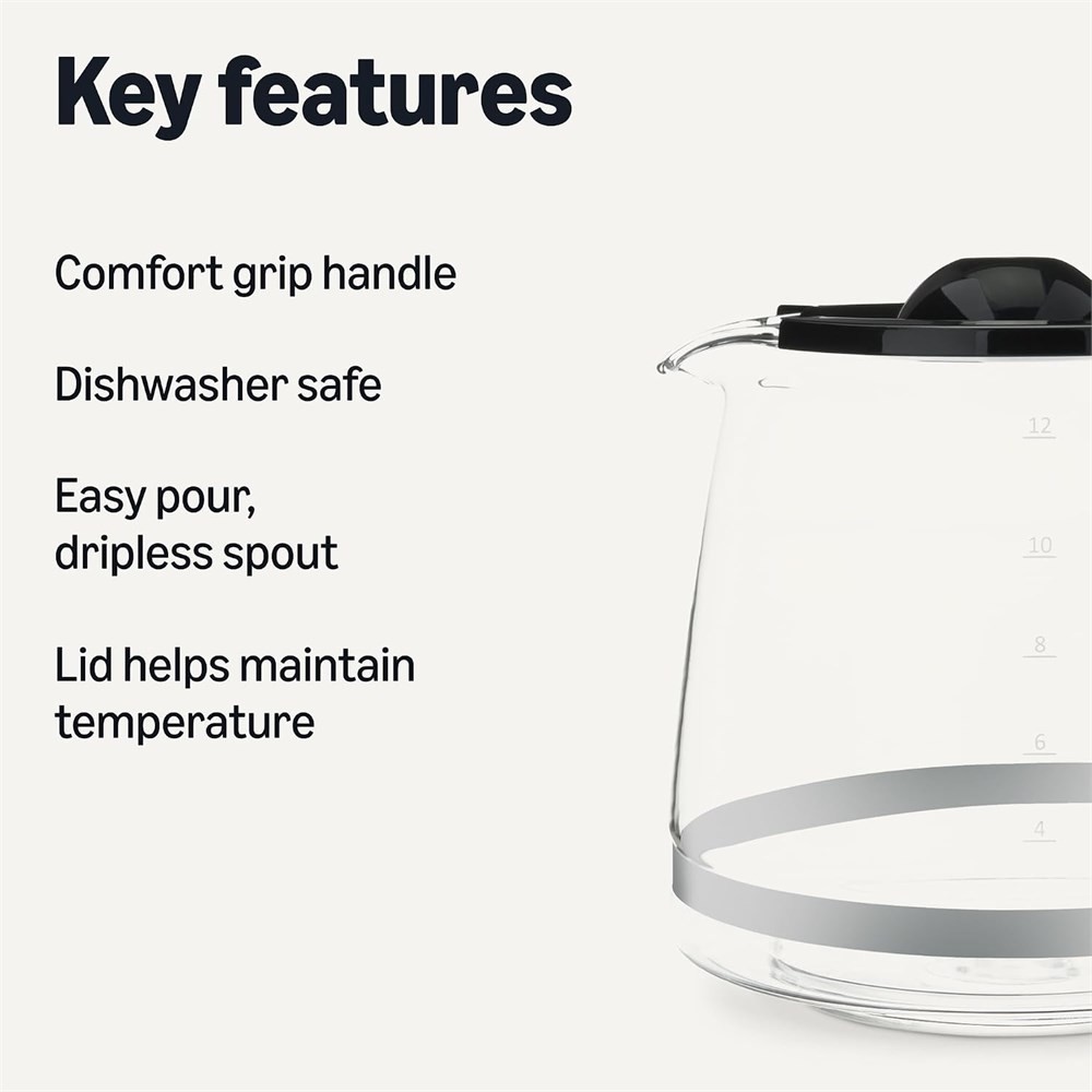 Amazon Basics 12-Cup Glass Replacement Carafe – Black - photo 3