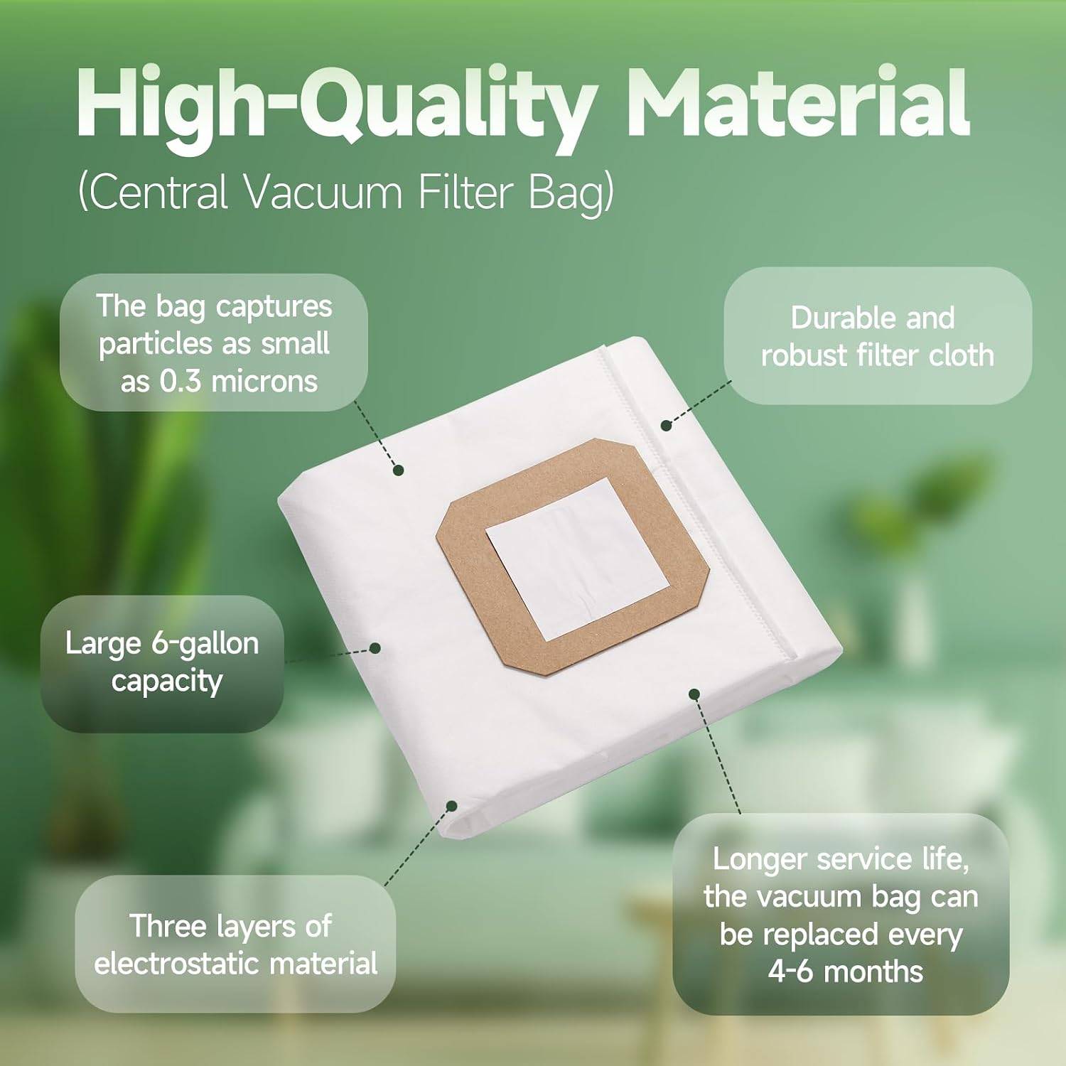 9520 Central Vacuum Bags 6-Gallon – 4 Pack – Vacuflo - photo 4