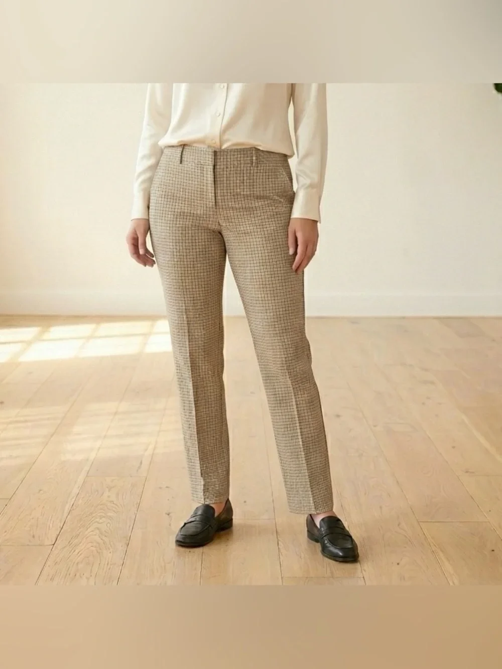 Denver Hayes Plaid Trouser Straight Leg Dress Pants Size 8