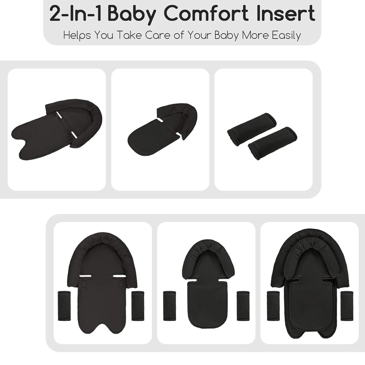 NEW~ Black Infant Car Seat Head Support Insert - photo 2