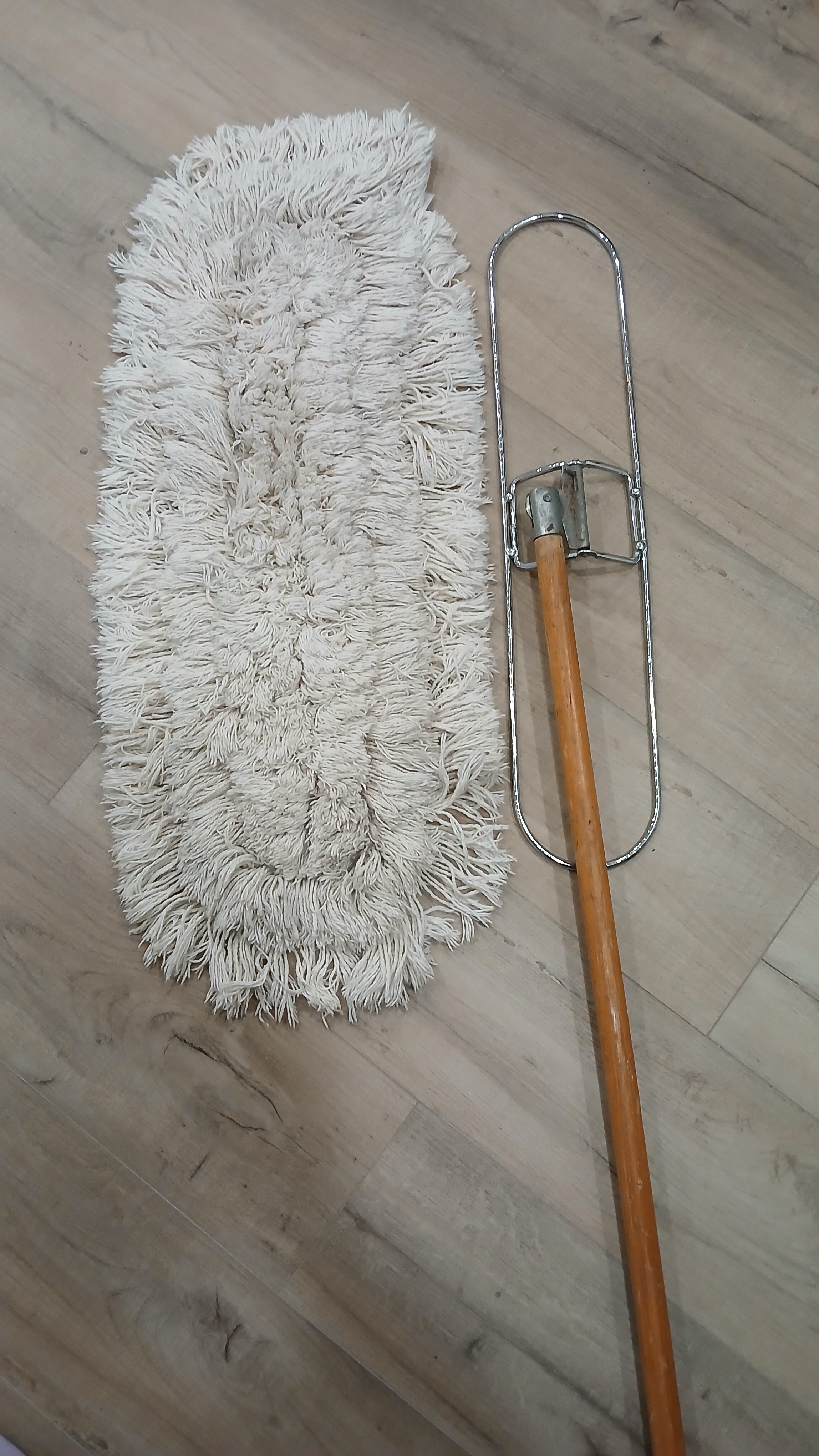 Cotton 24 in. Dust Mop Head with Wooden Handle