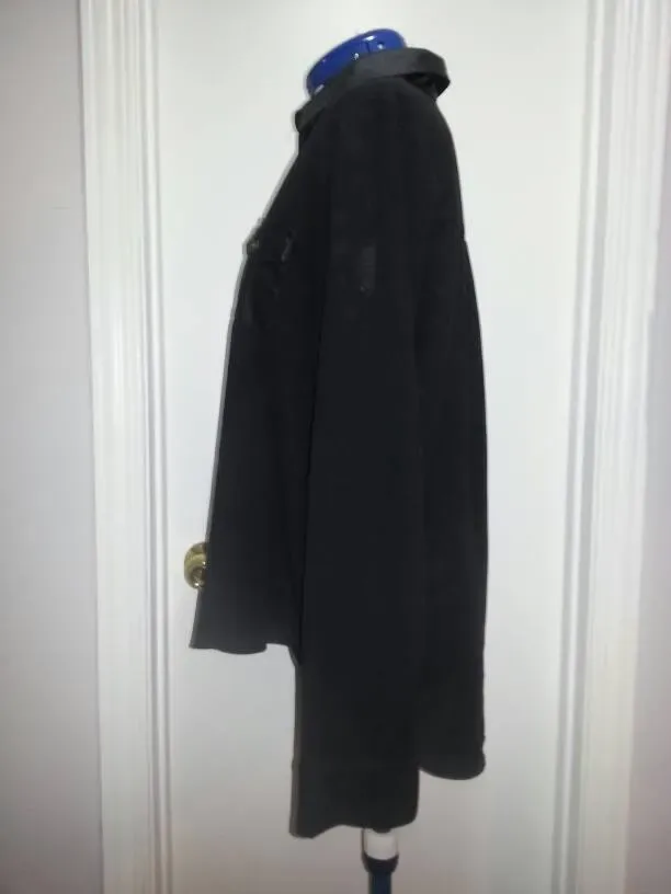 MINE Black Button-Up Shirt with Faux Leather Pockets - photo 2