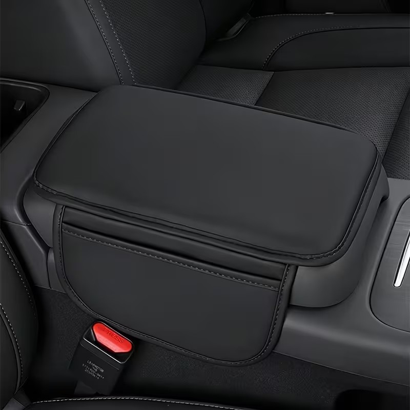 Car PU Leather Armrest Box with side pockets