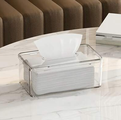 Clear Acrylic Tissue Box with Smooth Paper Exit