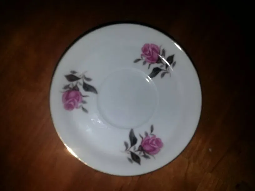 Pretty Gold- Rimmed "China" Porcelain Floral Saucer