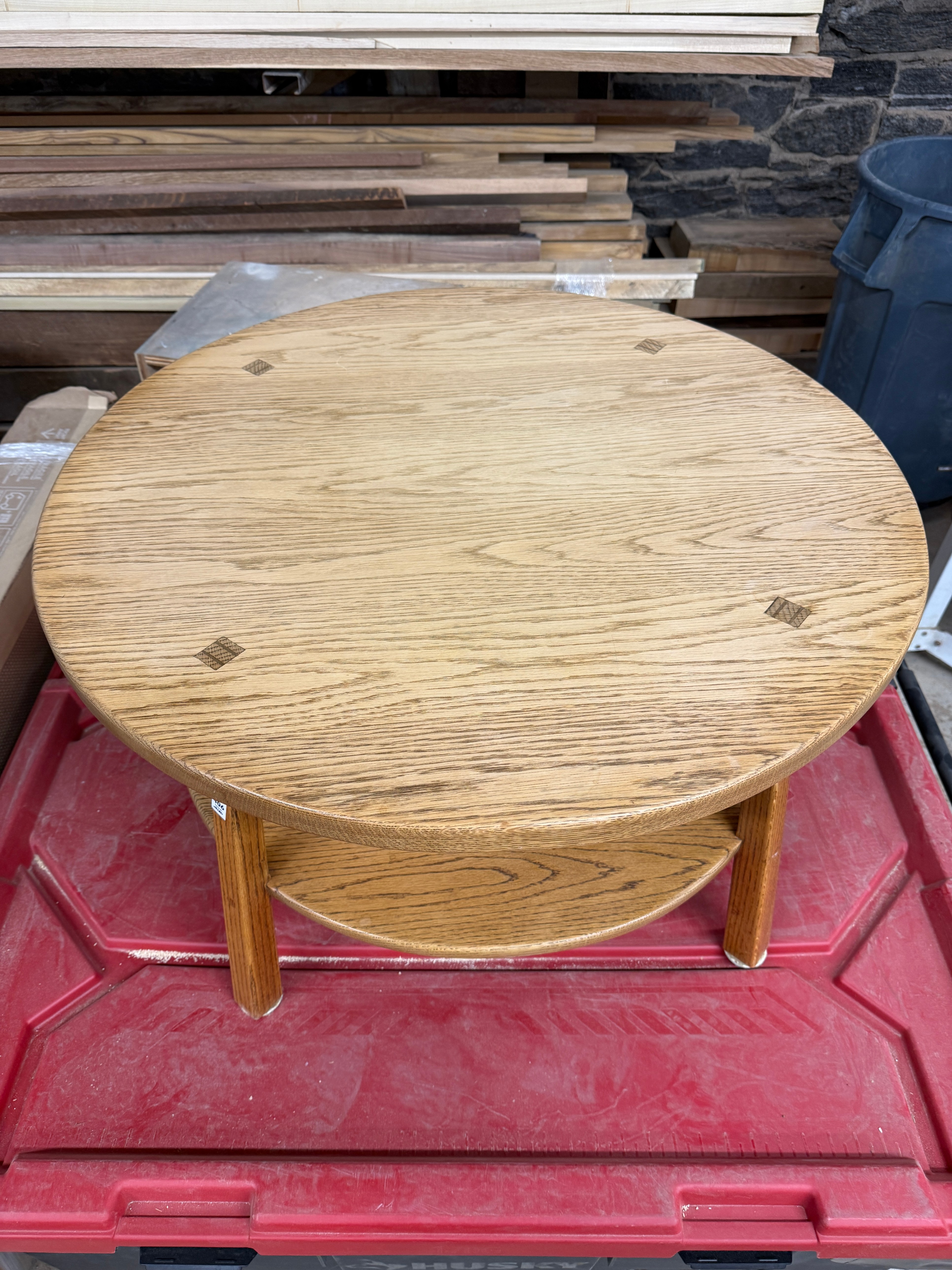 Custom Solid Oak Two-Tier Round Coffee Table - photo 2