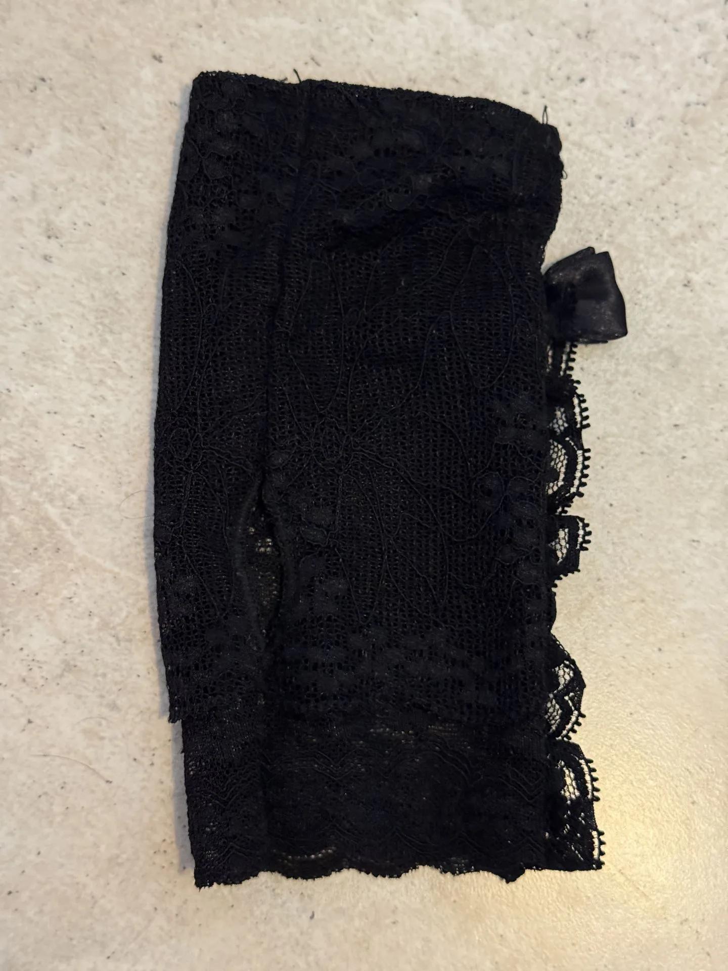 Black Lace Arm Warmers with Bows and Gems - photo 2