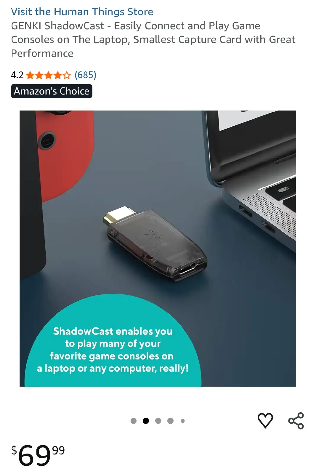 GENKI ShadowCast Console Laptop Link Capture Card
