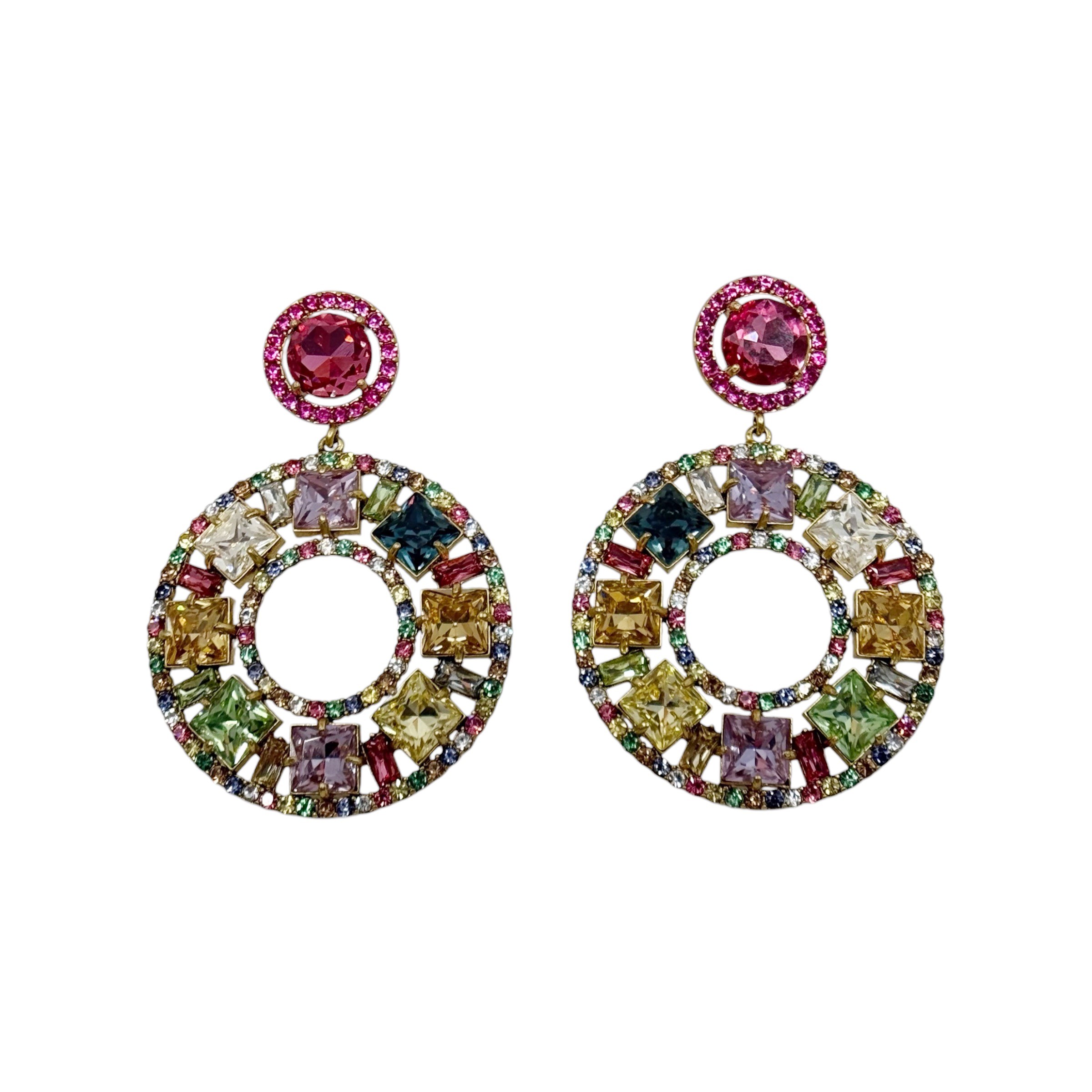J.CREW gold tone rainbow rhinestone drop earrings - GM3002 - photo 2