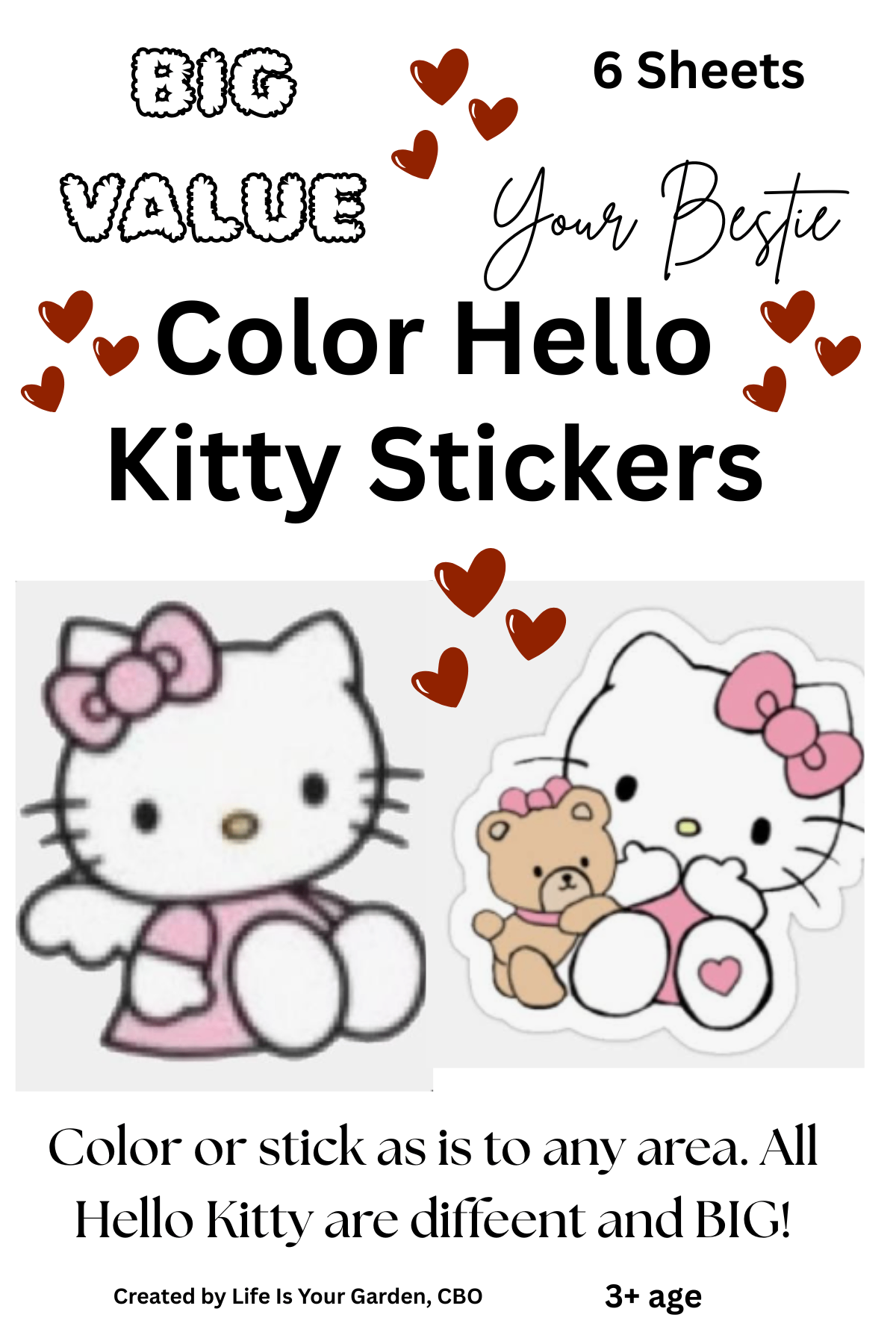 Hello Kitty Color-Your-Own Sticker Set - Vol 1.