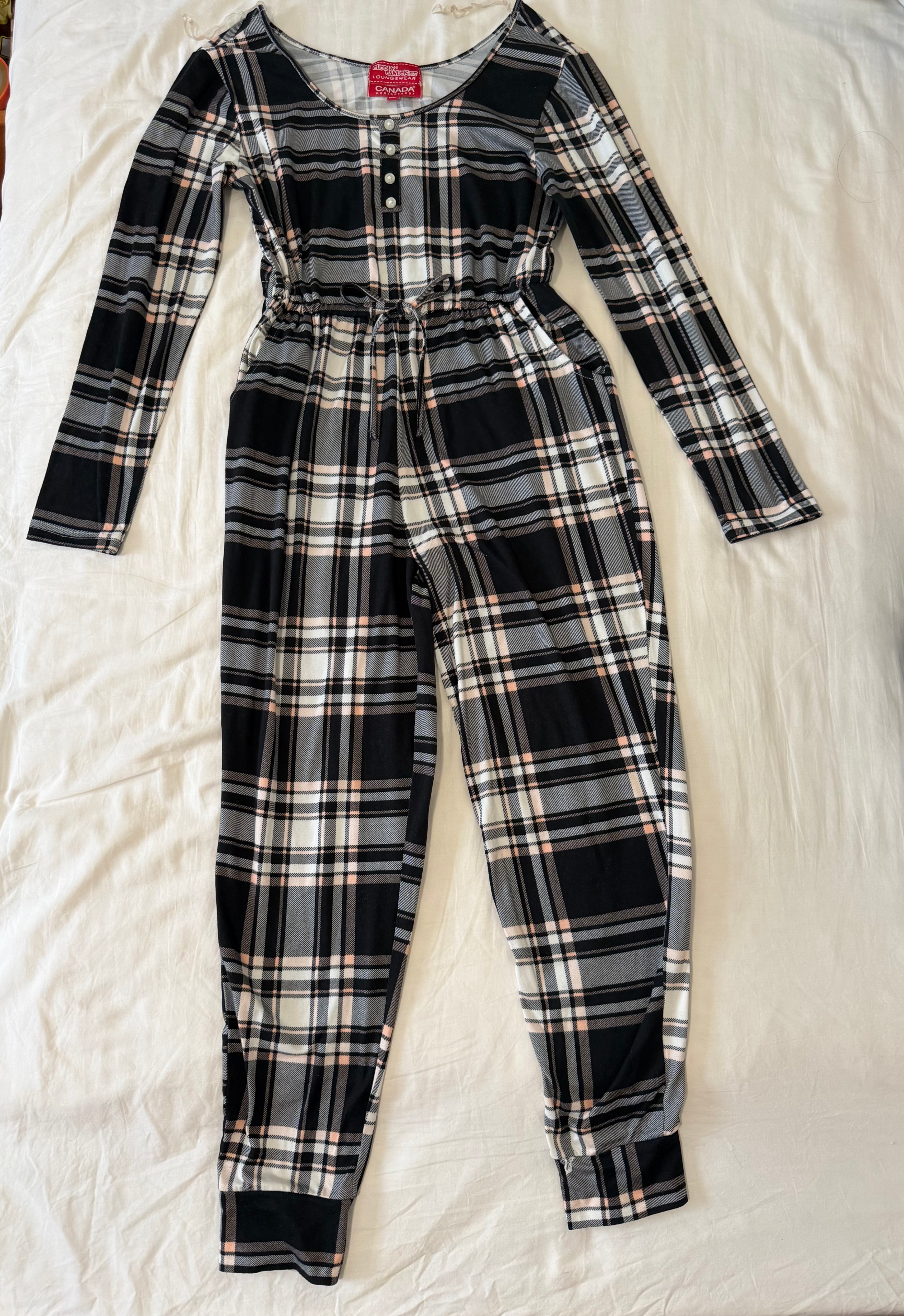 Women’s Plaid Lounge Jumpsuit – Size M/M