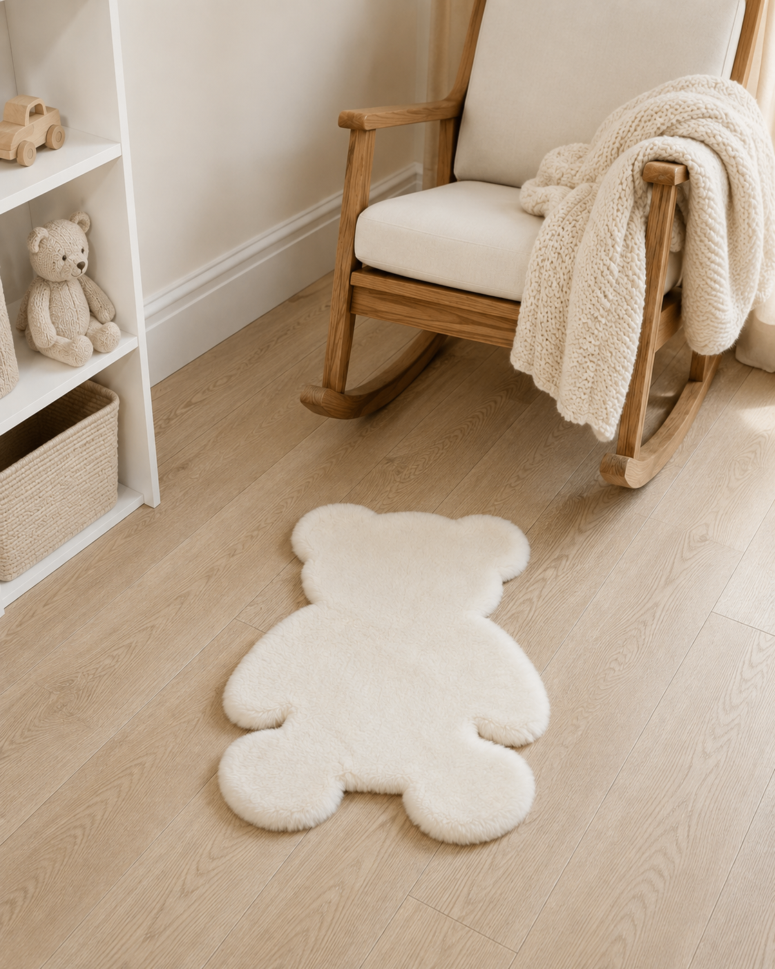 New Teddy Bear-Shaped Faux Sheepskin Rug