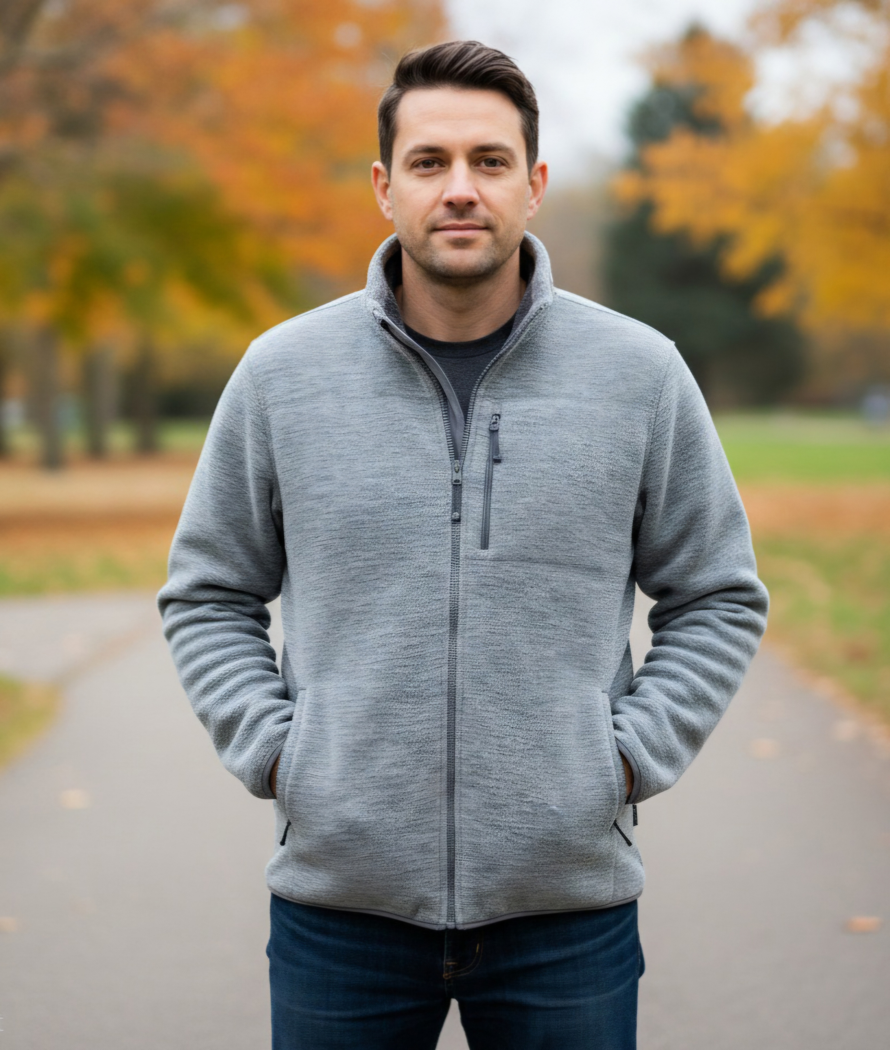 BRAND NEW MEN'S ZIP UP FLEECE JACKET (LARGE - GREY) - photo 4