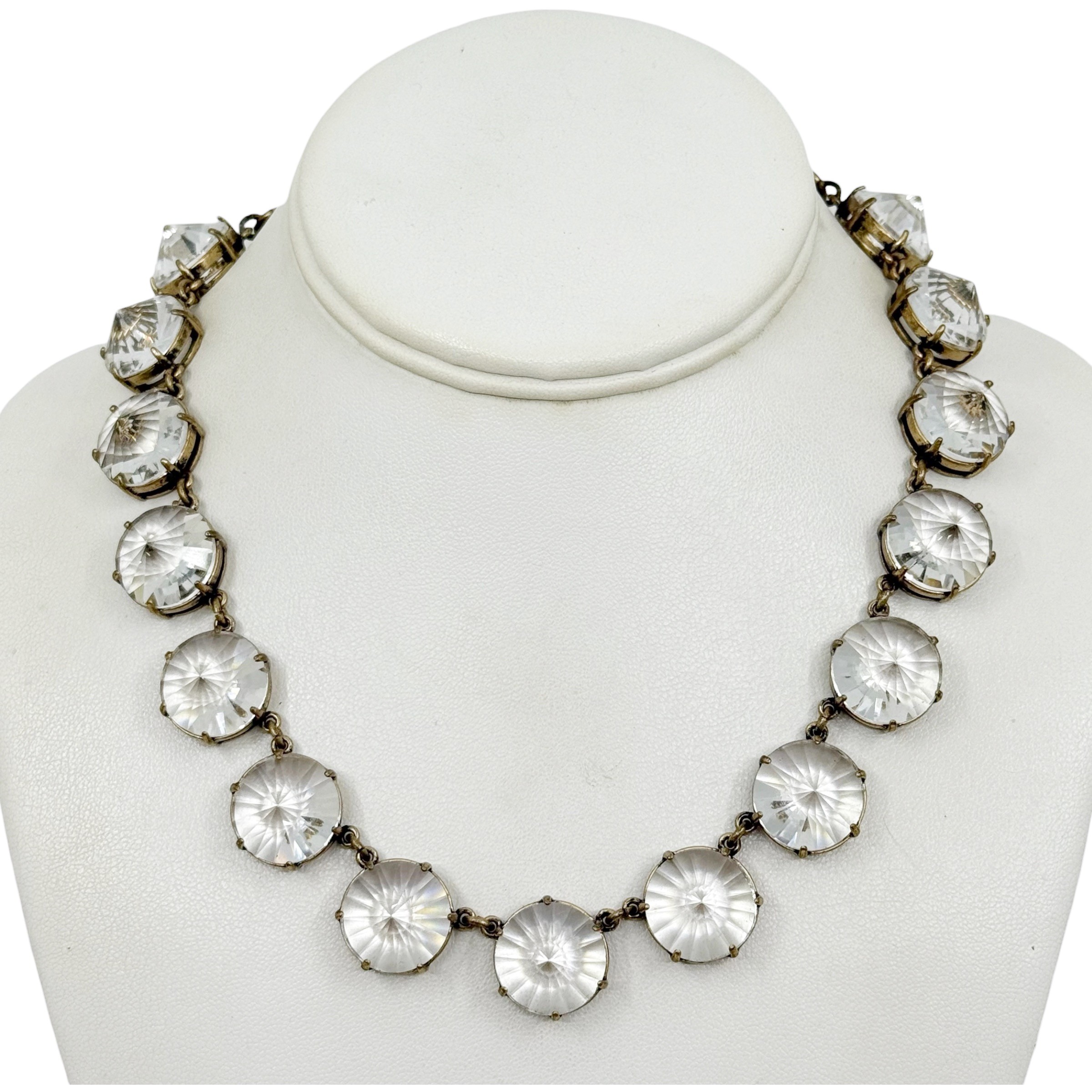 J. Crew Brass tone 16mm rivoli cut crystal necklace - photo 3