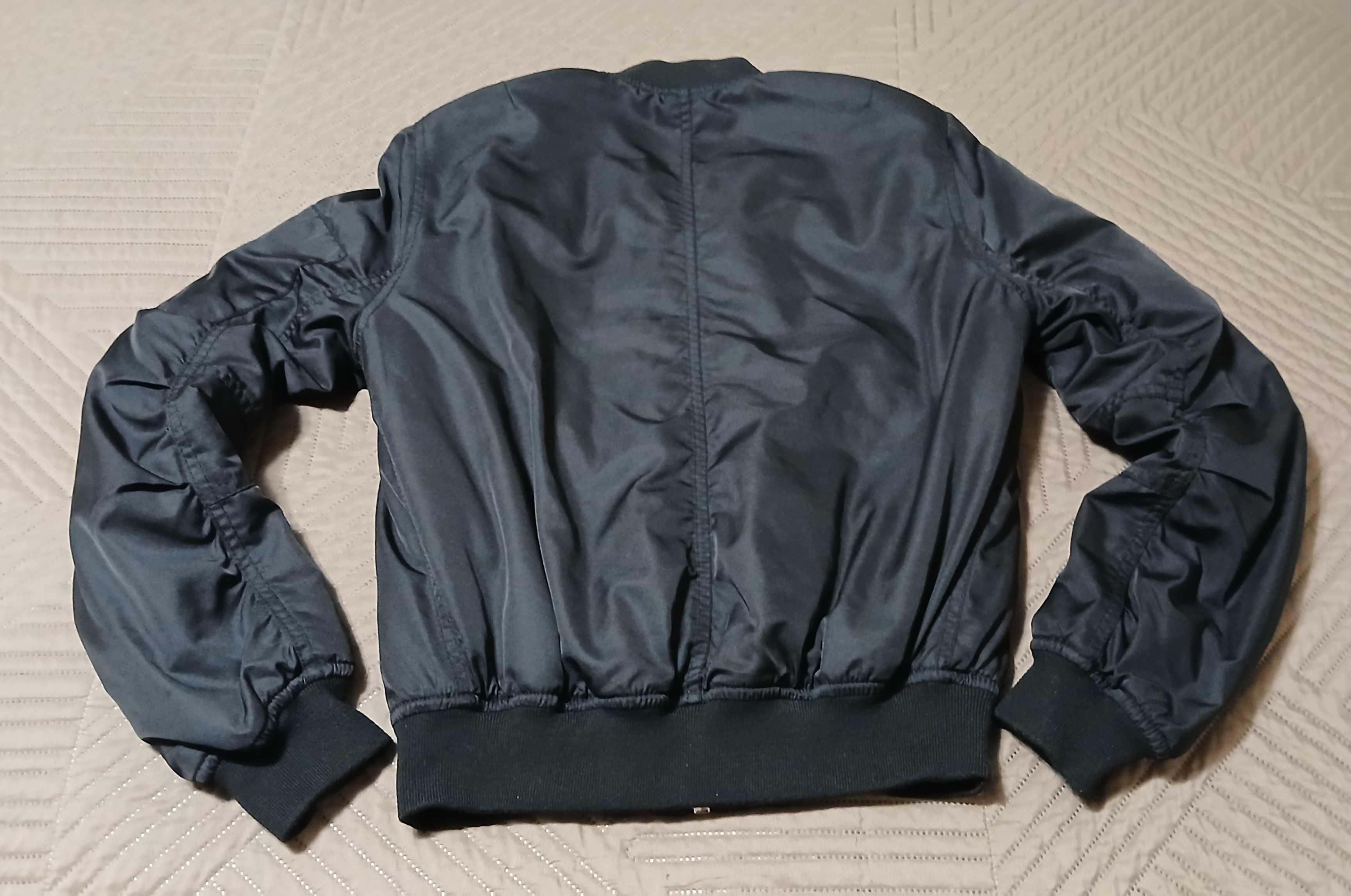 Women's Top Shop Black Bomber Jacket Size 4, Like New - photo 2