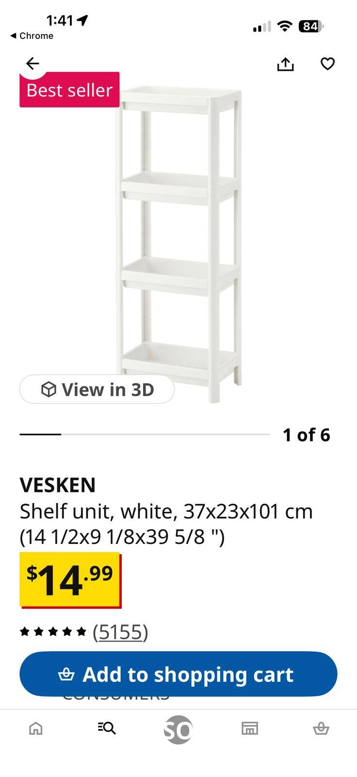 Vesken Shelf Unit, white 37x23x101 cm (Set of 2)