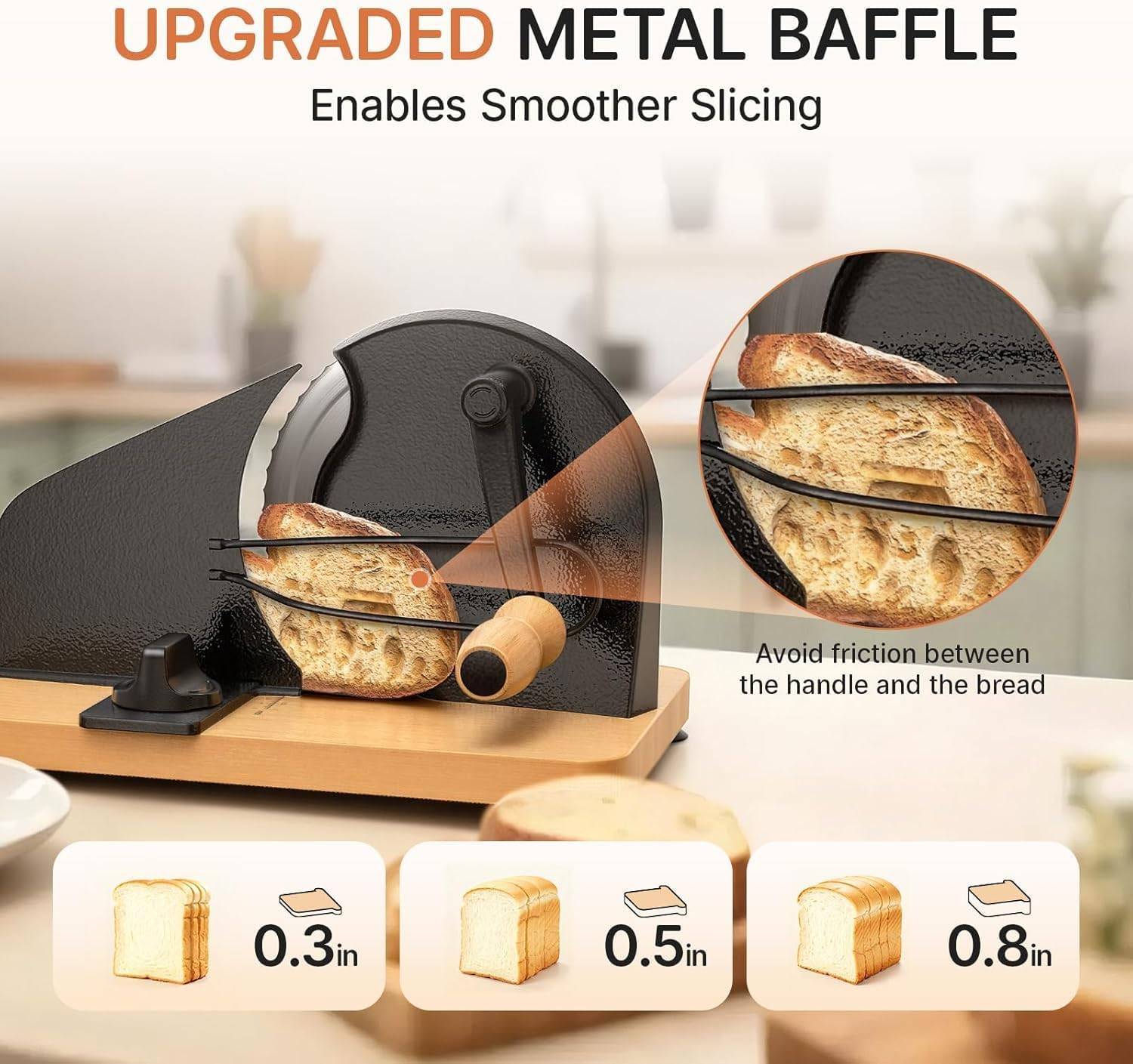 Manual Bread Slicer with Stainless Steel Blade and Wooden Base - photo 4