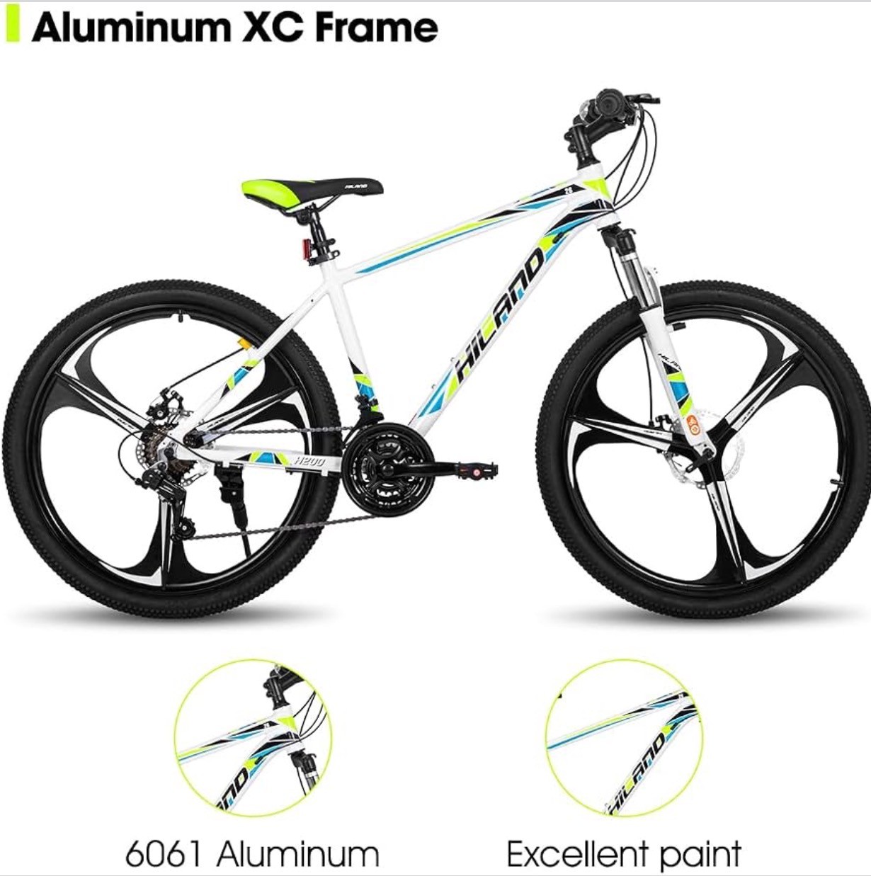 HILAND 26'' Mountain Bike 3-Spokes 21-Speeds Drivetrain Disc-Bra - photo 2
